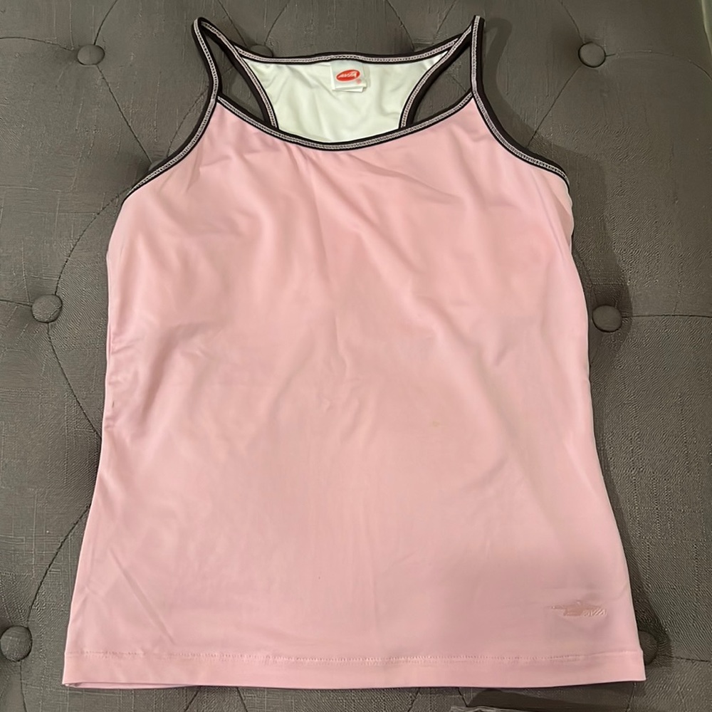 Women’s pink & brown size medium work out top with shelf bra.